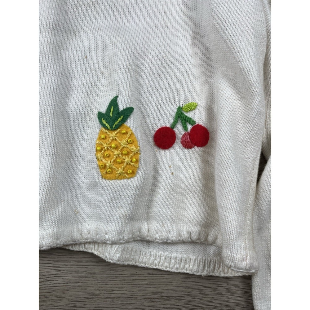 Vintage Michael Simon Cardigan Sweater Size XL Strawberry Flowers Basket Fruit - Picture 12 of 14